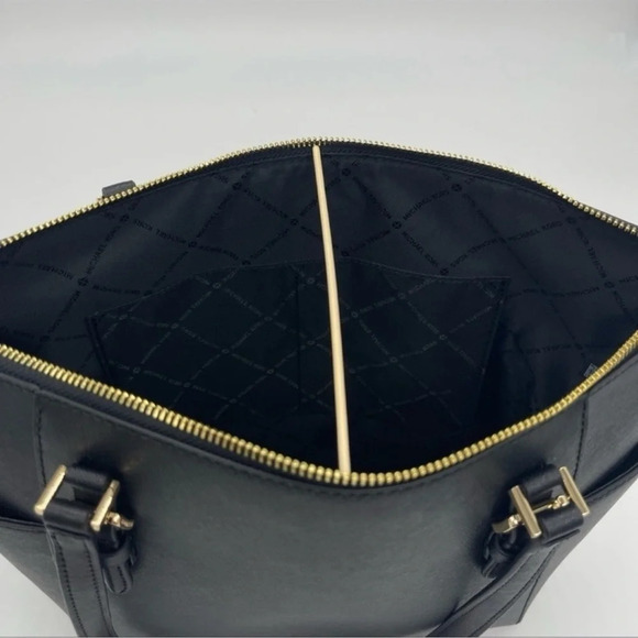 Michael Kors Charlotte Tote Bag Black Leather - Picture 5 of 9